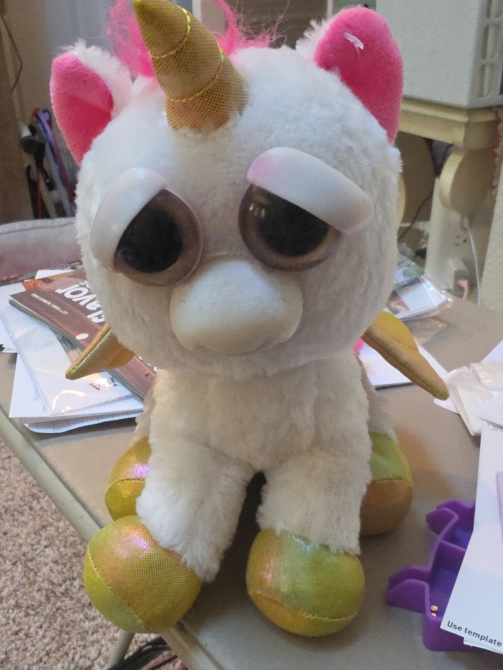 Festy Pets Unicorn Plush Toy with Gold Horn